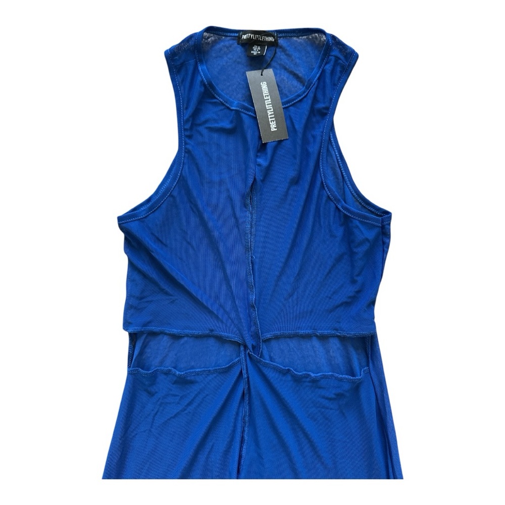 PrettyLittleThing Blue Mesh Cut Out Beach Coverup Dress SIZE 8 NWT - Picture 5 of 12